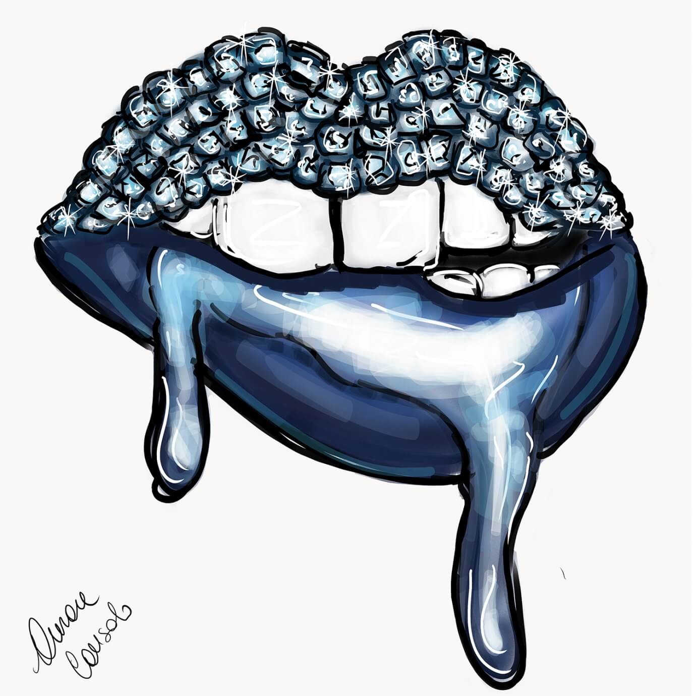 AtelierConsolo art - dripping blue lips