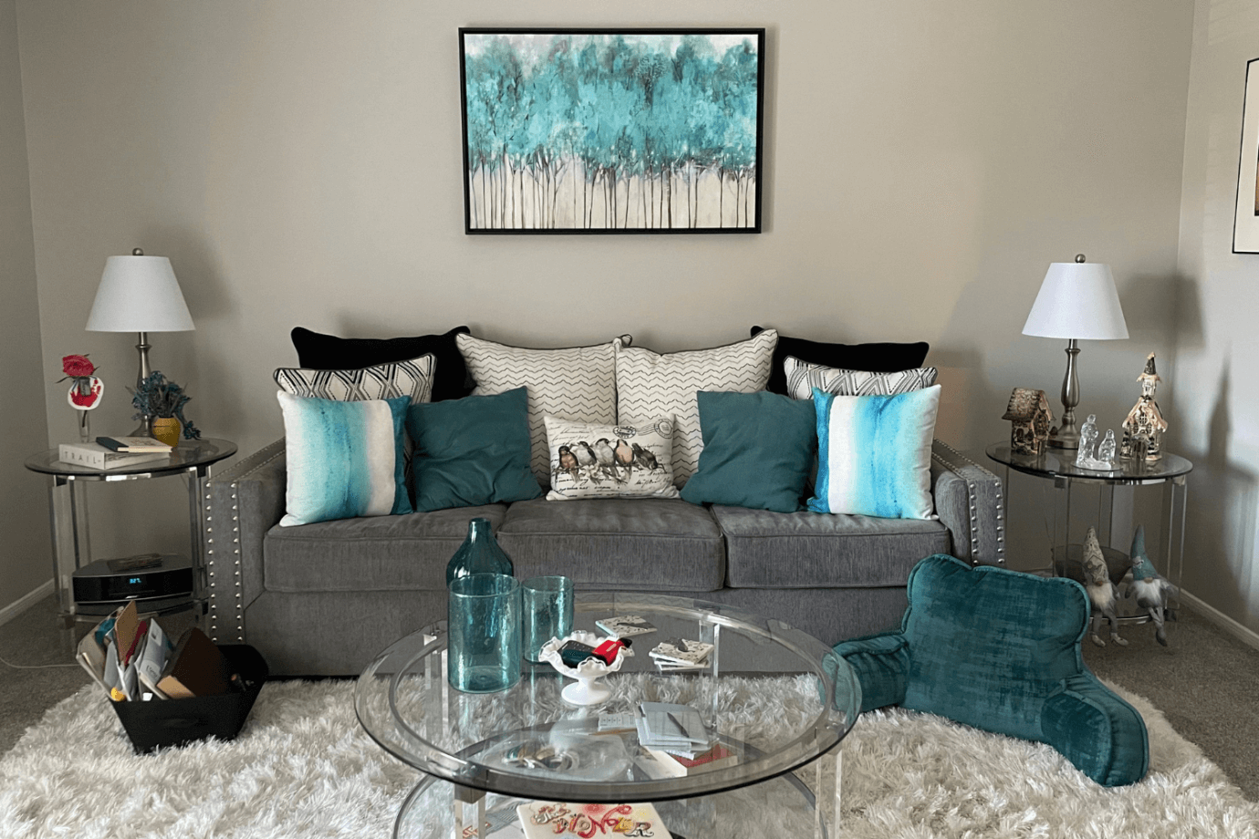 abstract tree art in living room