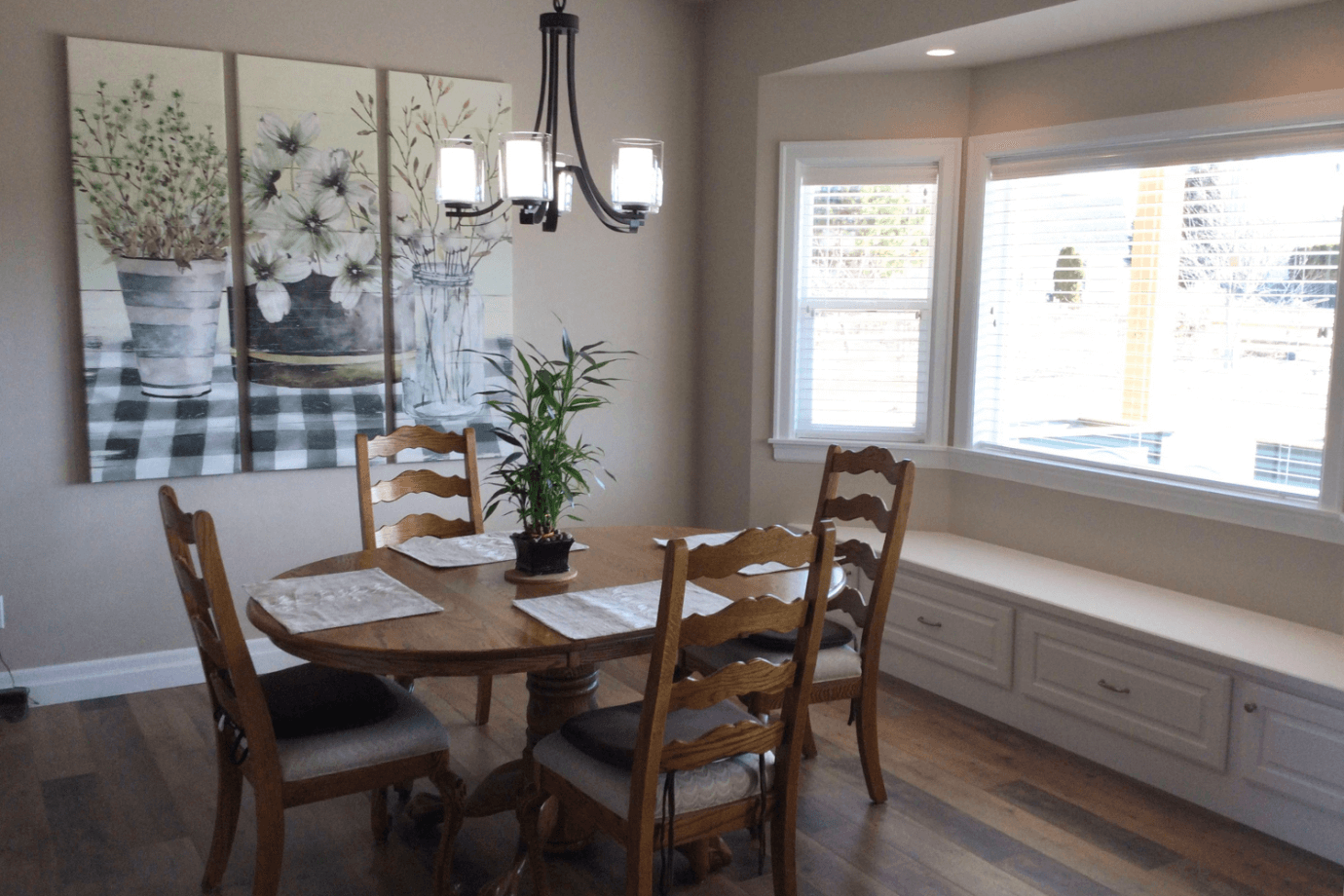 rustic flower art in kitchen