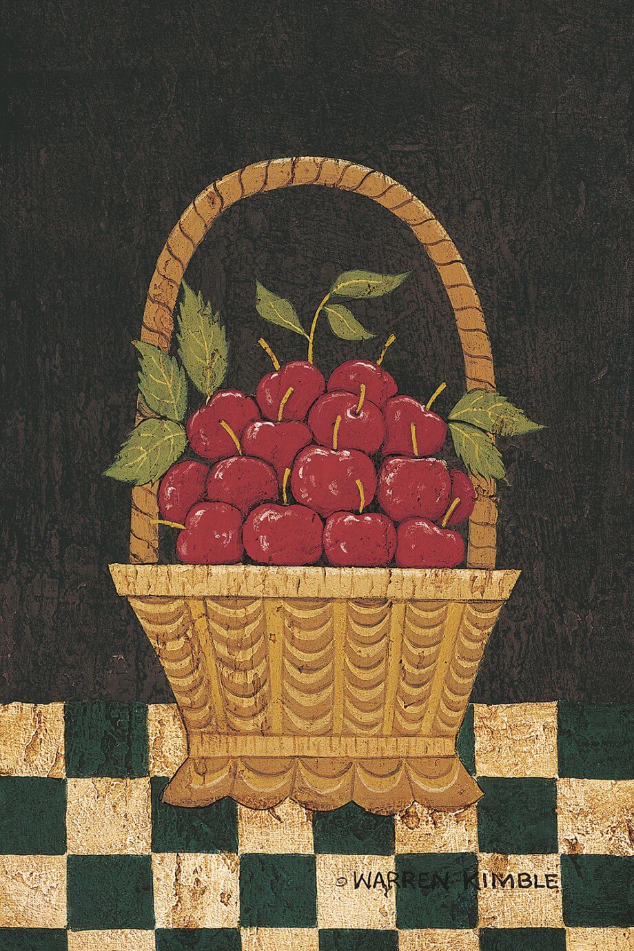 warren kimble painting - basket of cherries