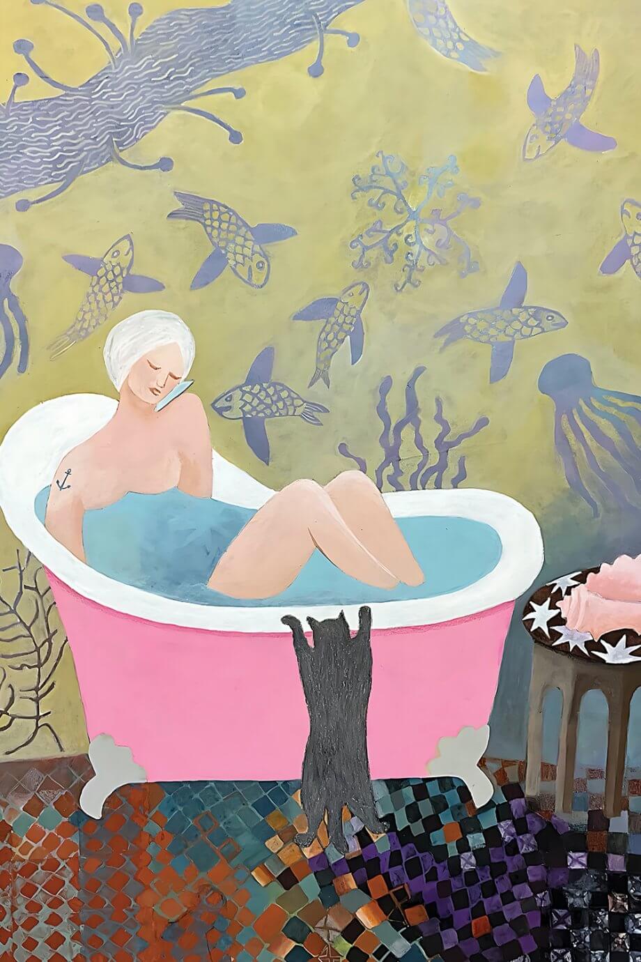 Gertie Young art - woman in bathtub