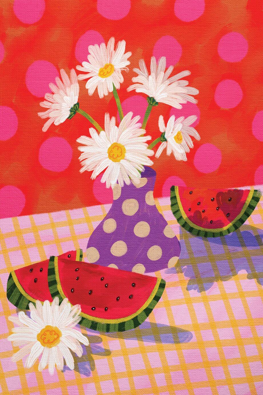 Kartika Paramita art - daisies and watermelon