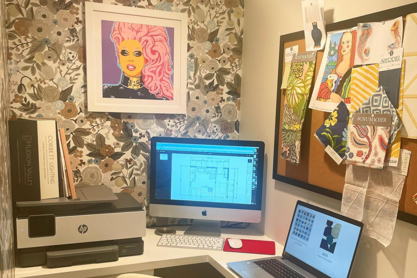 rupaul art print hanging in home office