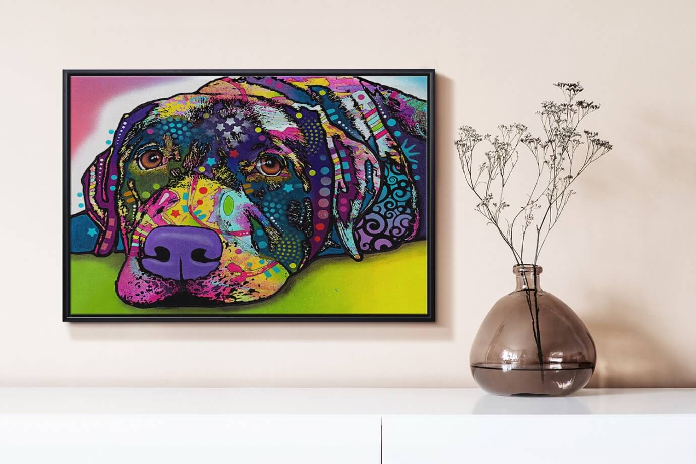 colorful dog canvas art