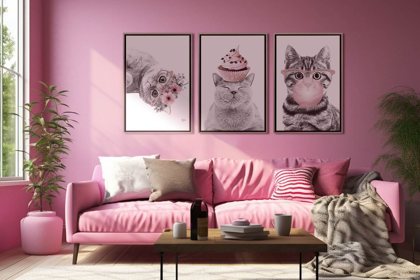 pink cat artwork