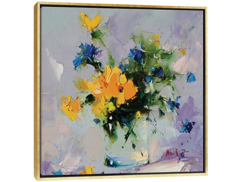 yellow and blue flowers painting