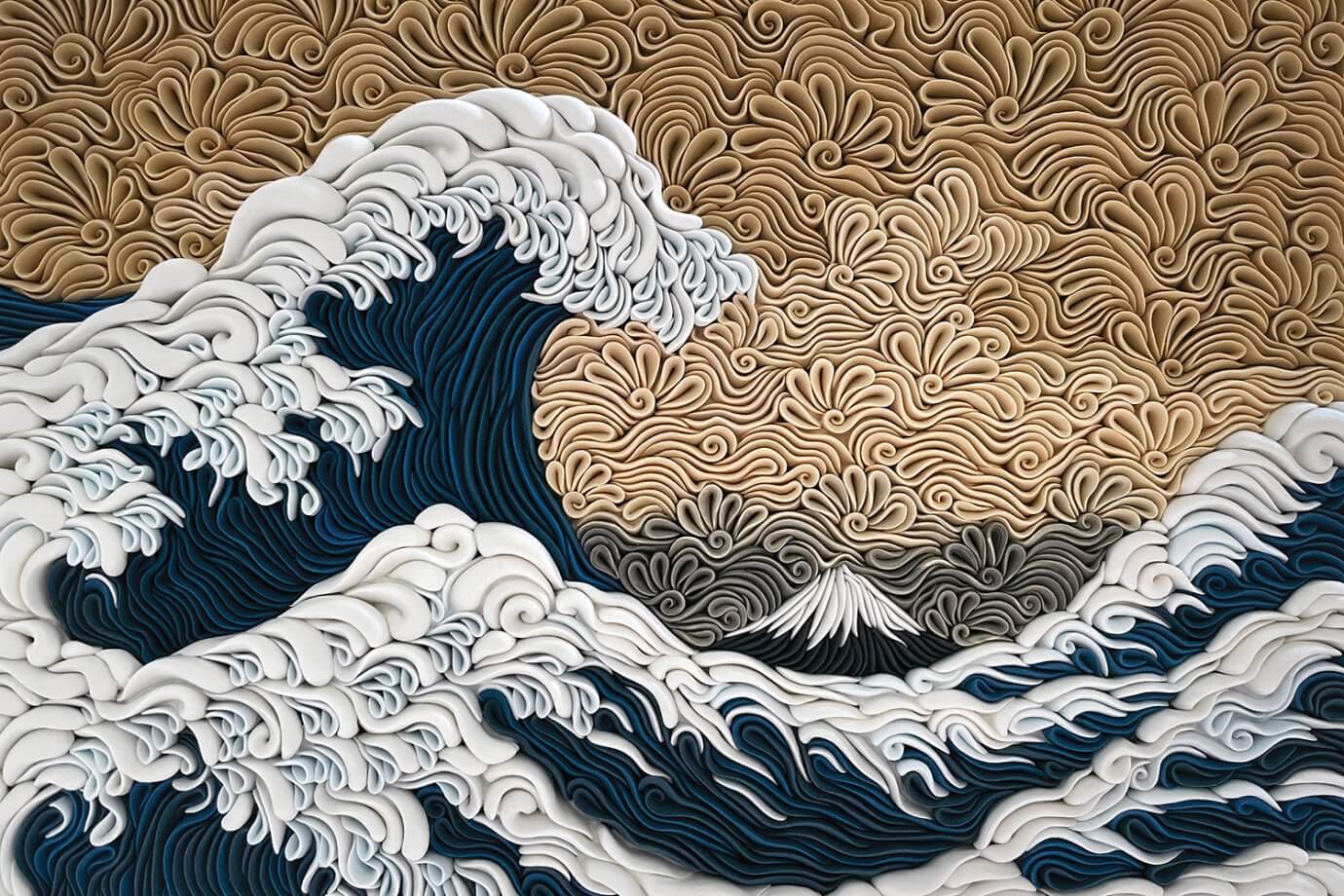 Alisa Lariushkina clay art - great wave