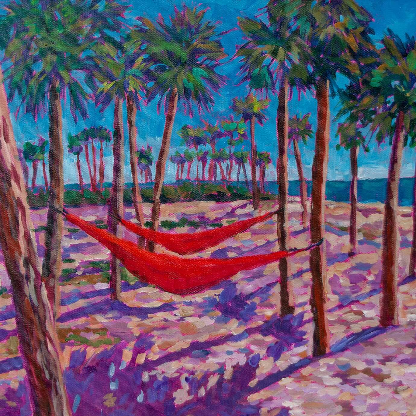 Heather Nagy painting - palm trees on the beach