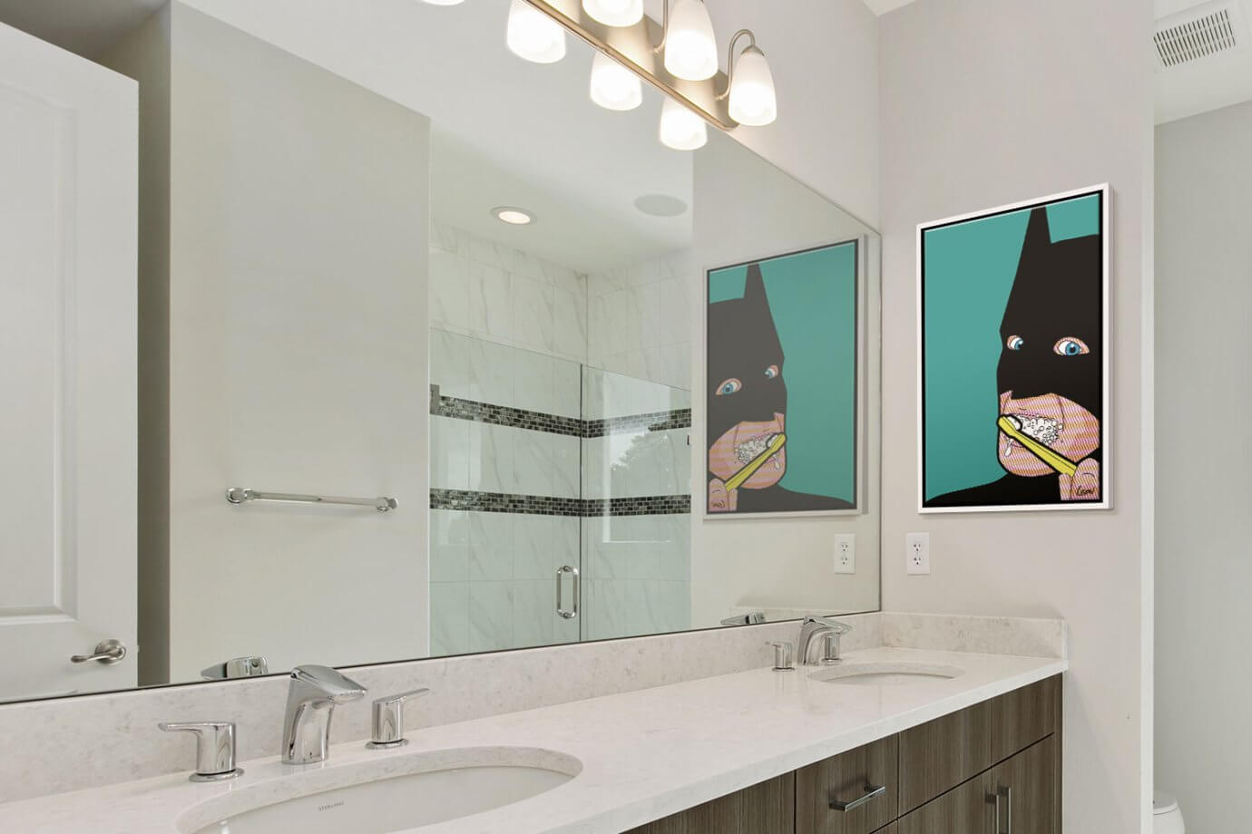 batman brushing teeth art print