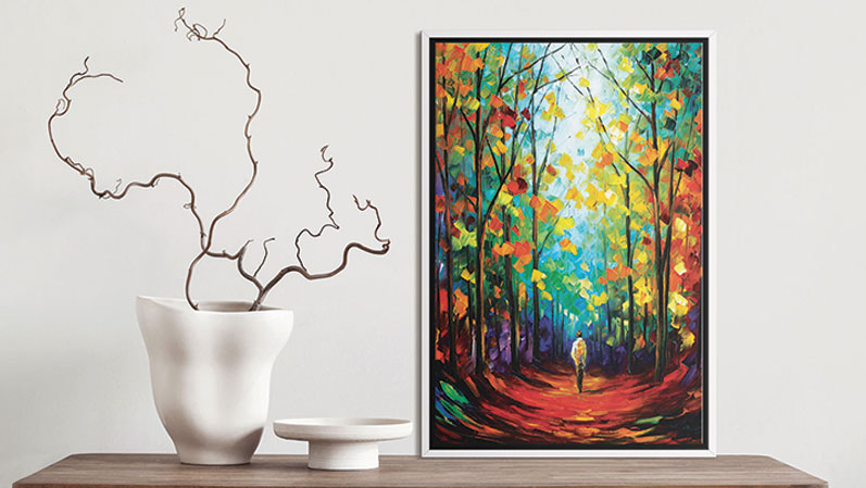 colorful rainbow forest art