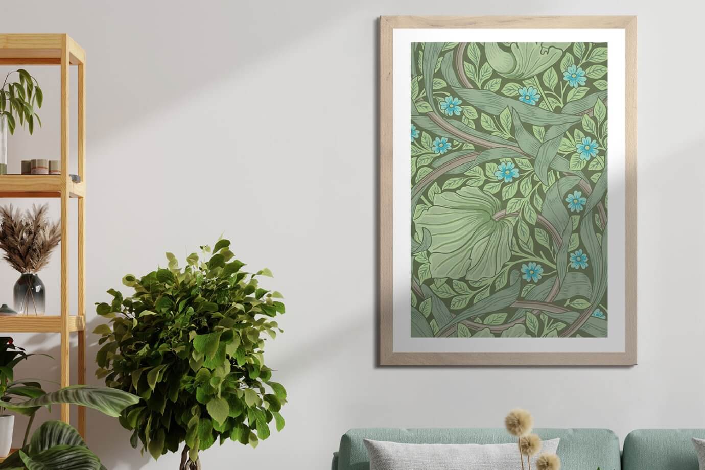 green floral artwork