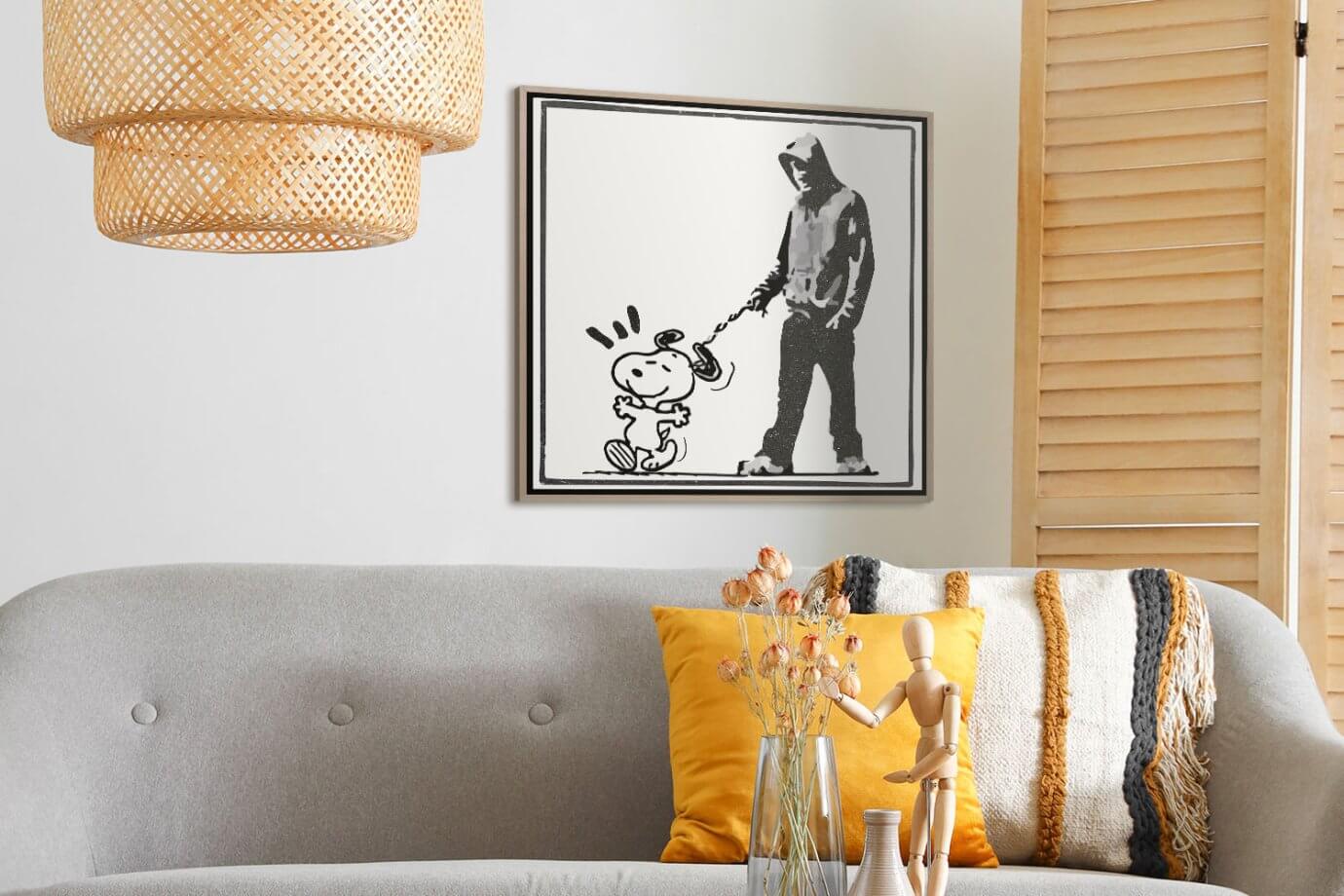 snoopy dog walking art print