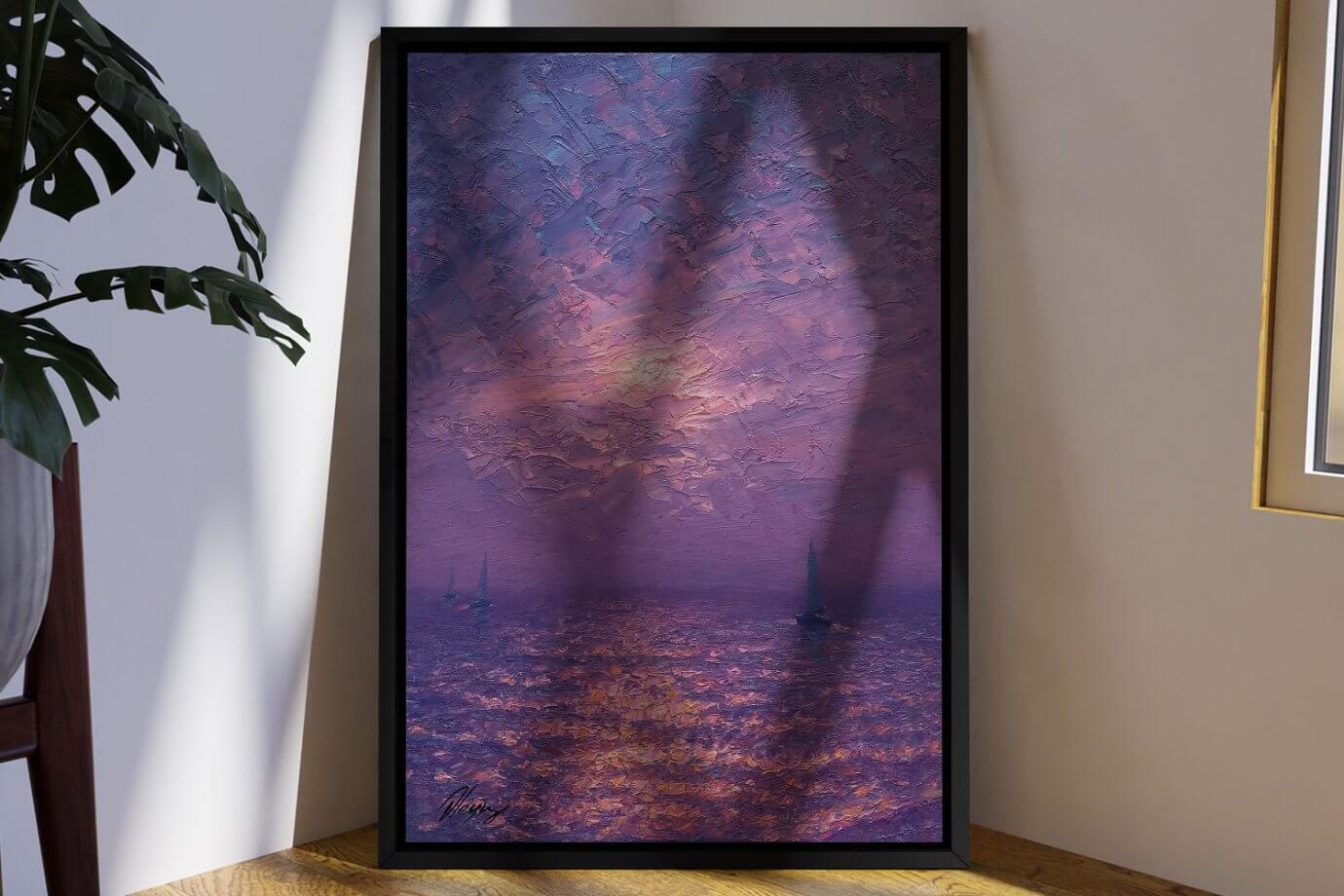 purple seascape artwork