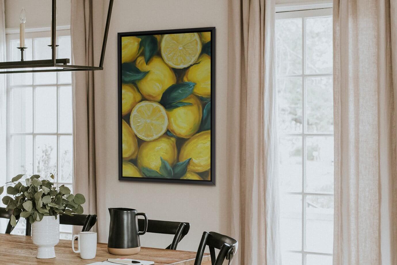 lemon artwork in kitchen