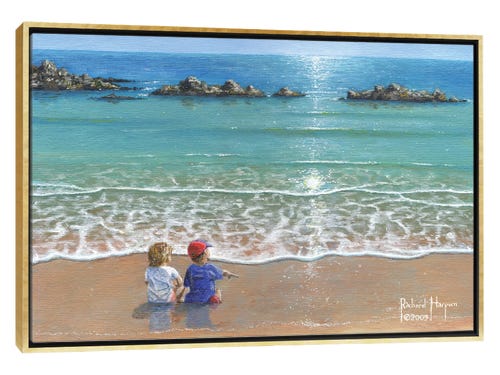 richard harpum painting - kids on the beach