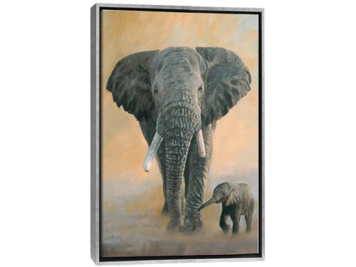 david stribbling painting - elephant and baby