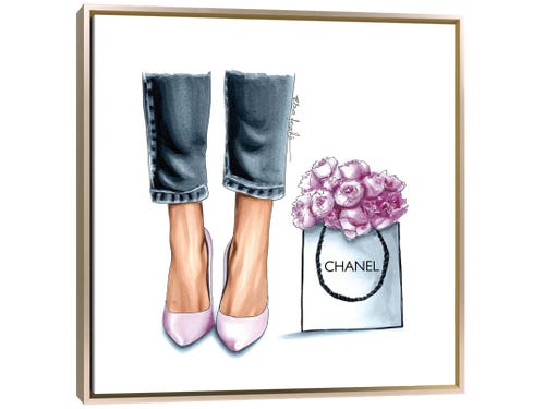 elza fouché fashion illustration - heels and peonies