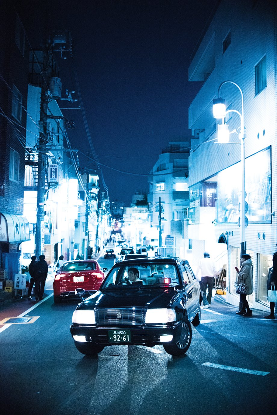 nighttime city taxi