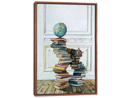 timothy adam matthews art - cat on stack of books