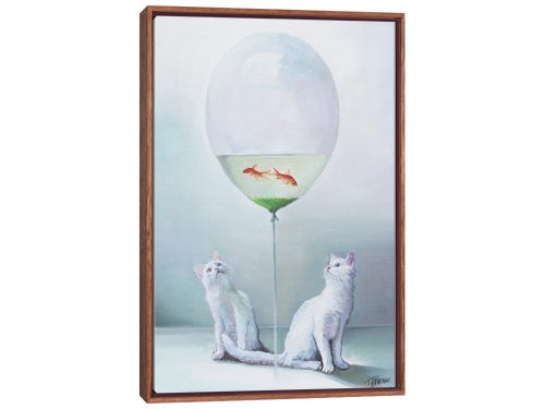 timothy adam matthews art - two white cat with fish balloon