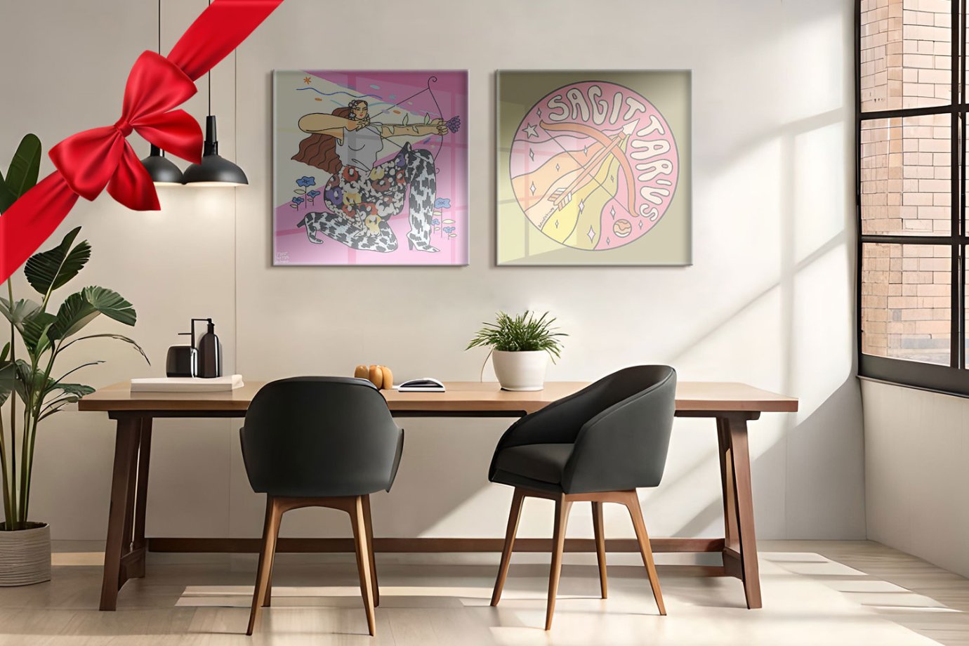 Sagittarius artwork above table