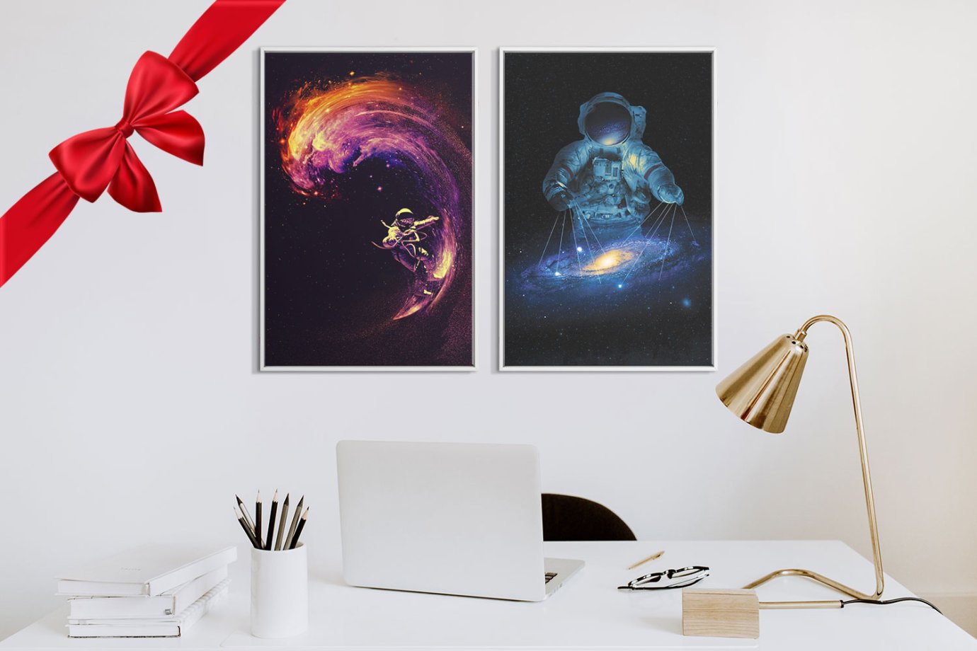 fantasy space art above desk