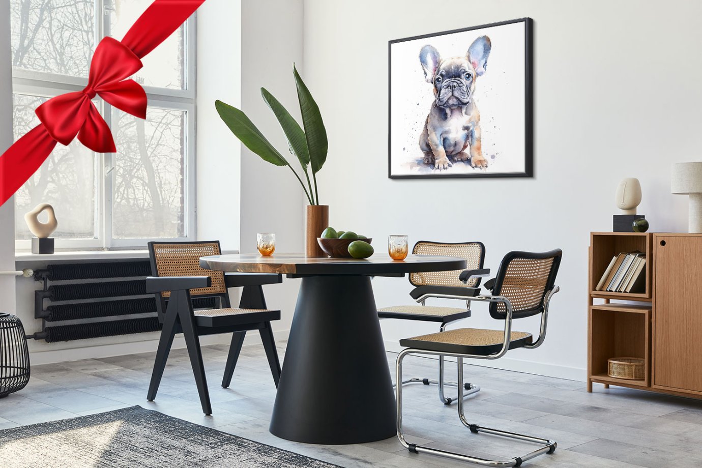 french bulldog artwork above table