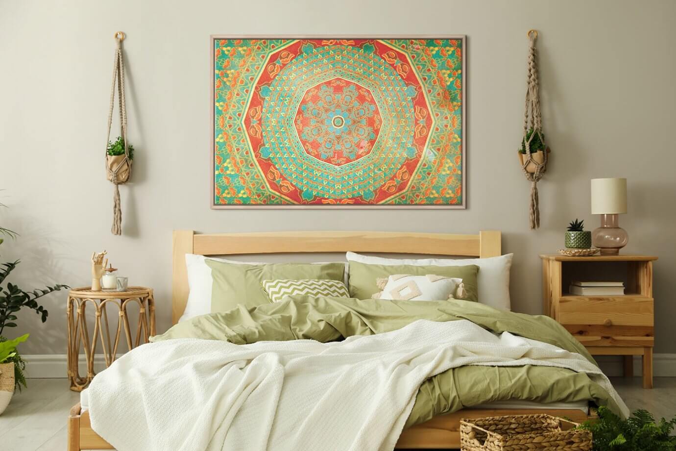 bohemian art in bedroom