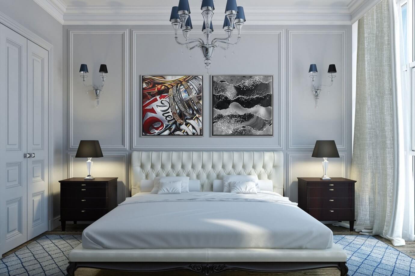 glam artwork in bedroom