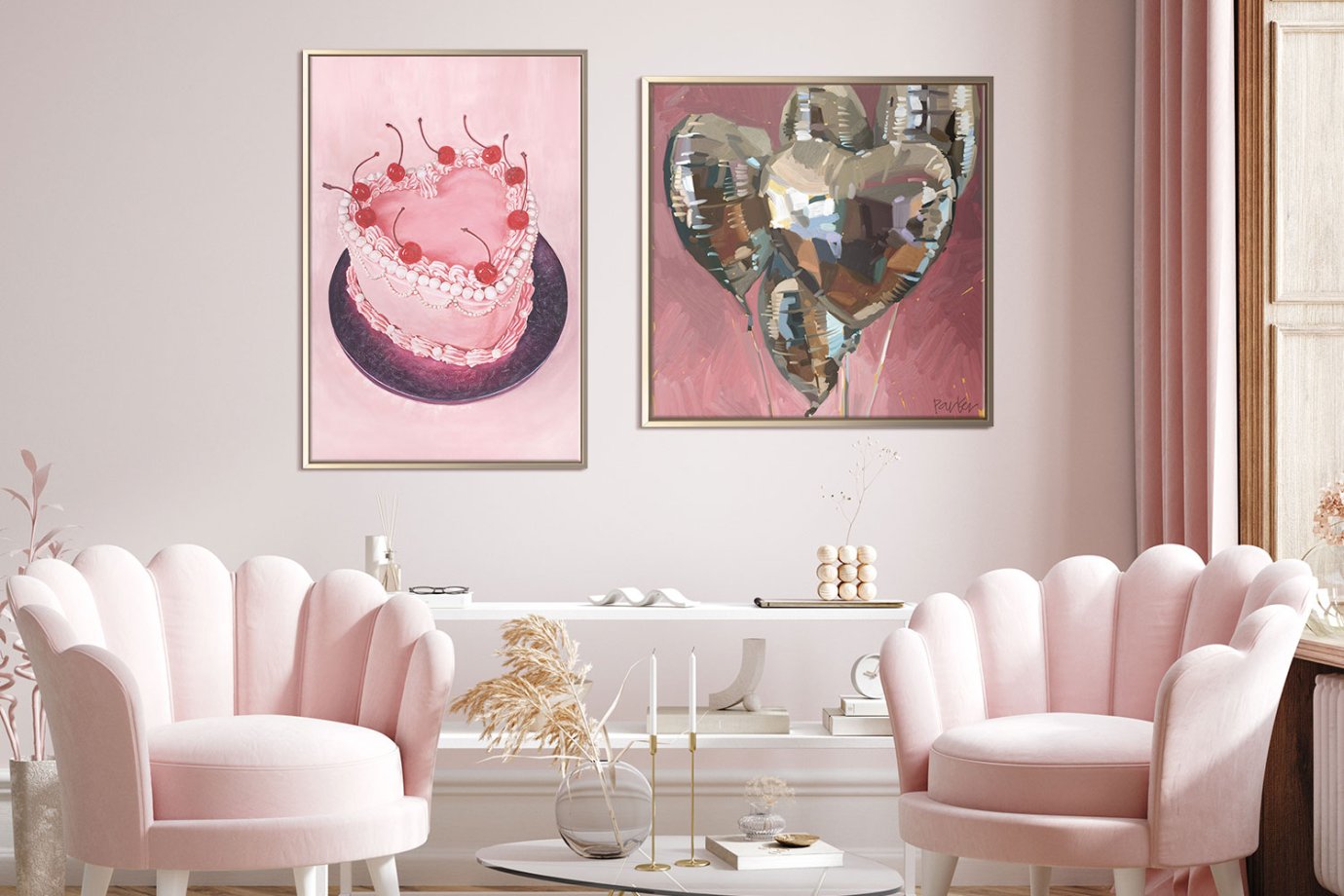 pink heart artwork 