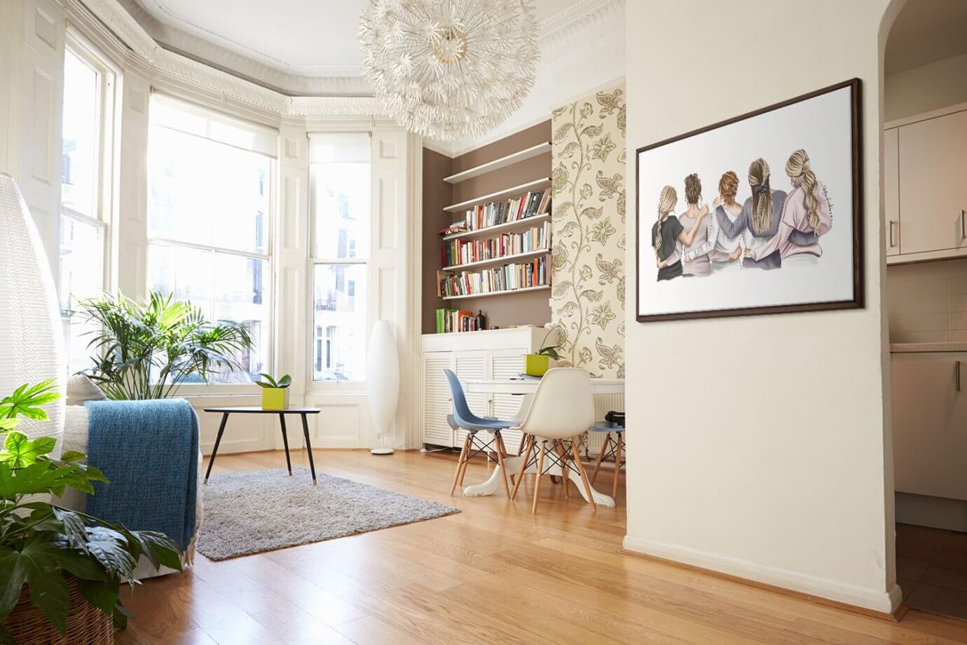 women friendship art hanging in apartment