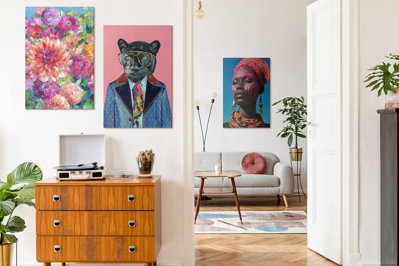 vibrant art in apartment