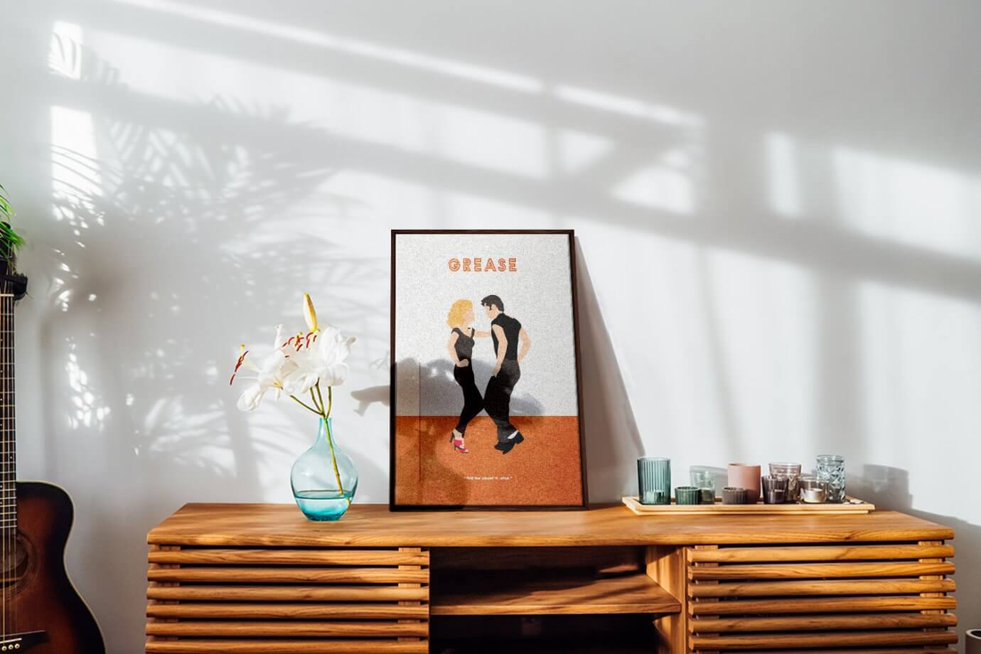 grease movie artwork displayed on desk